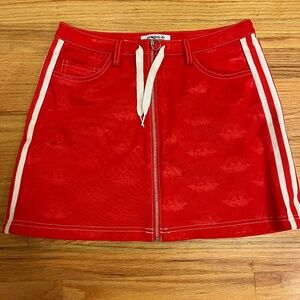 NWT Adidas x Fiorucci Jacquard Trefoil Red Mini Skirt